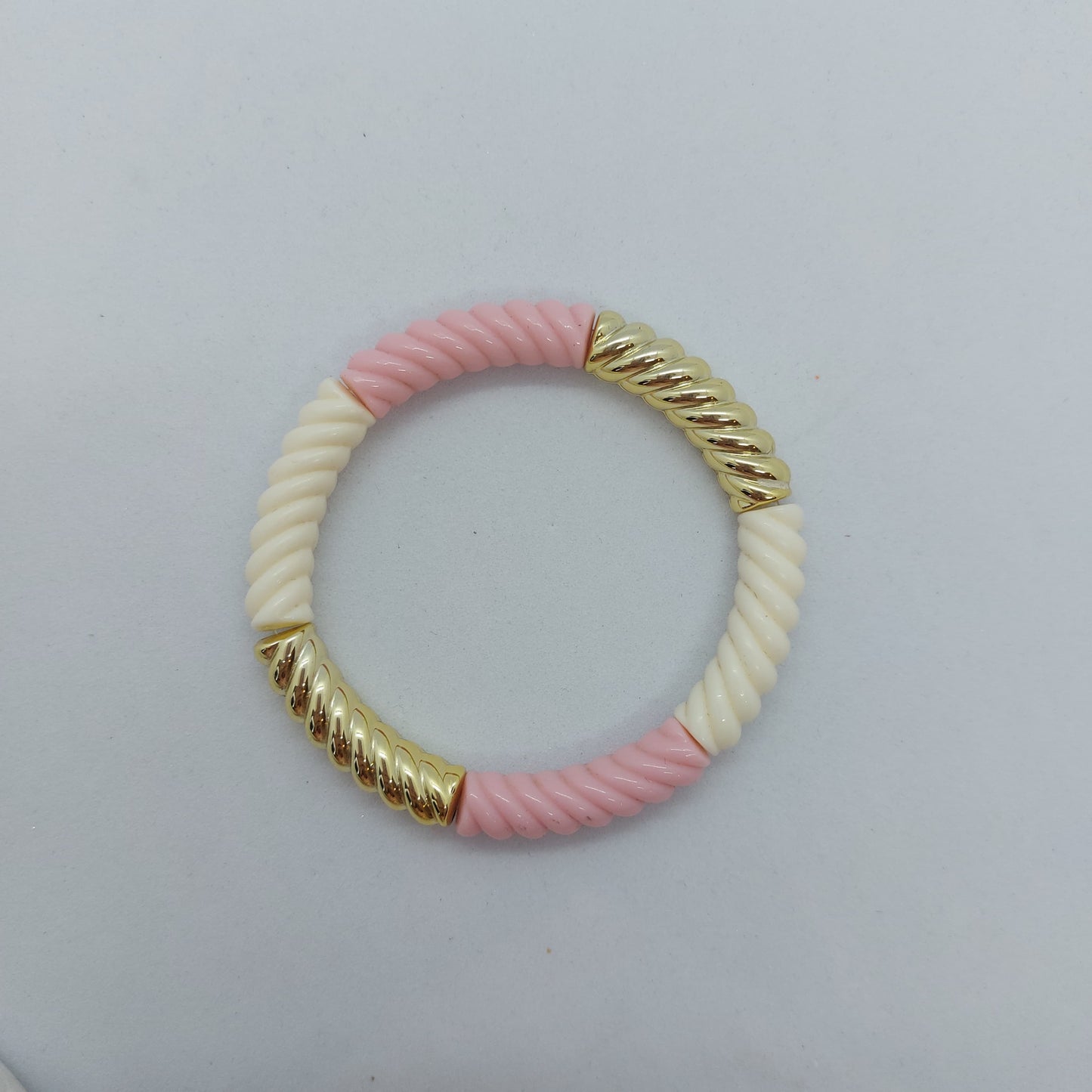 Tube armband roze ribbel