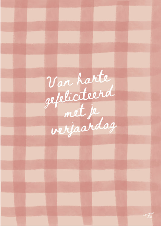 Wenskaart - geruit verjaardag