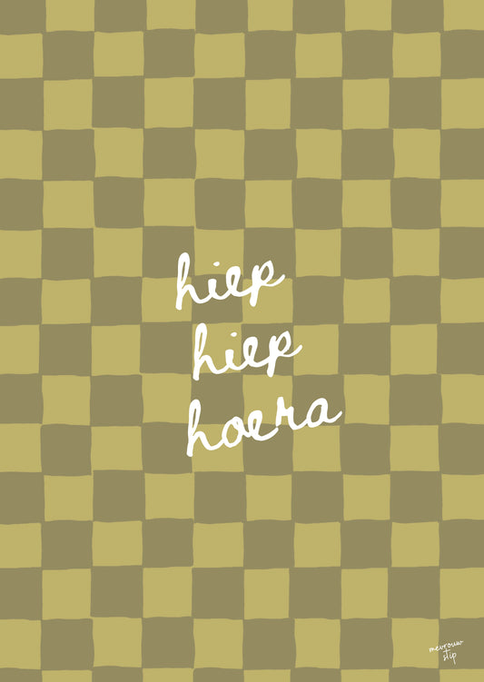 Wenskaart - geblokt hiephiephoera