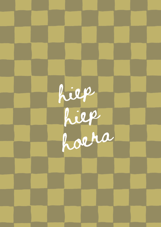 Wenskaart - geblokt hiephiephoera